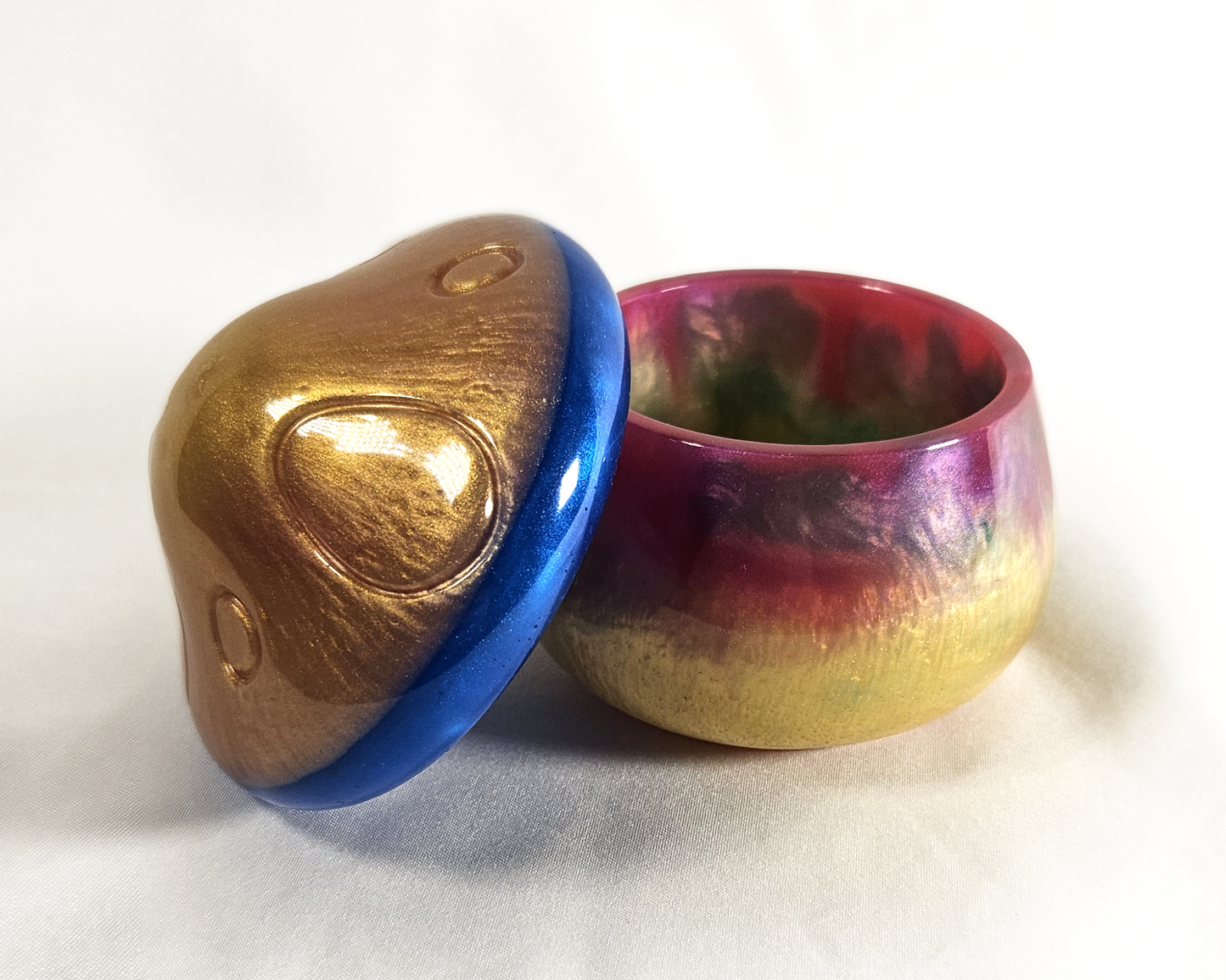 Mushroom Jar Gold, Red, Blue