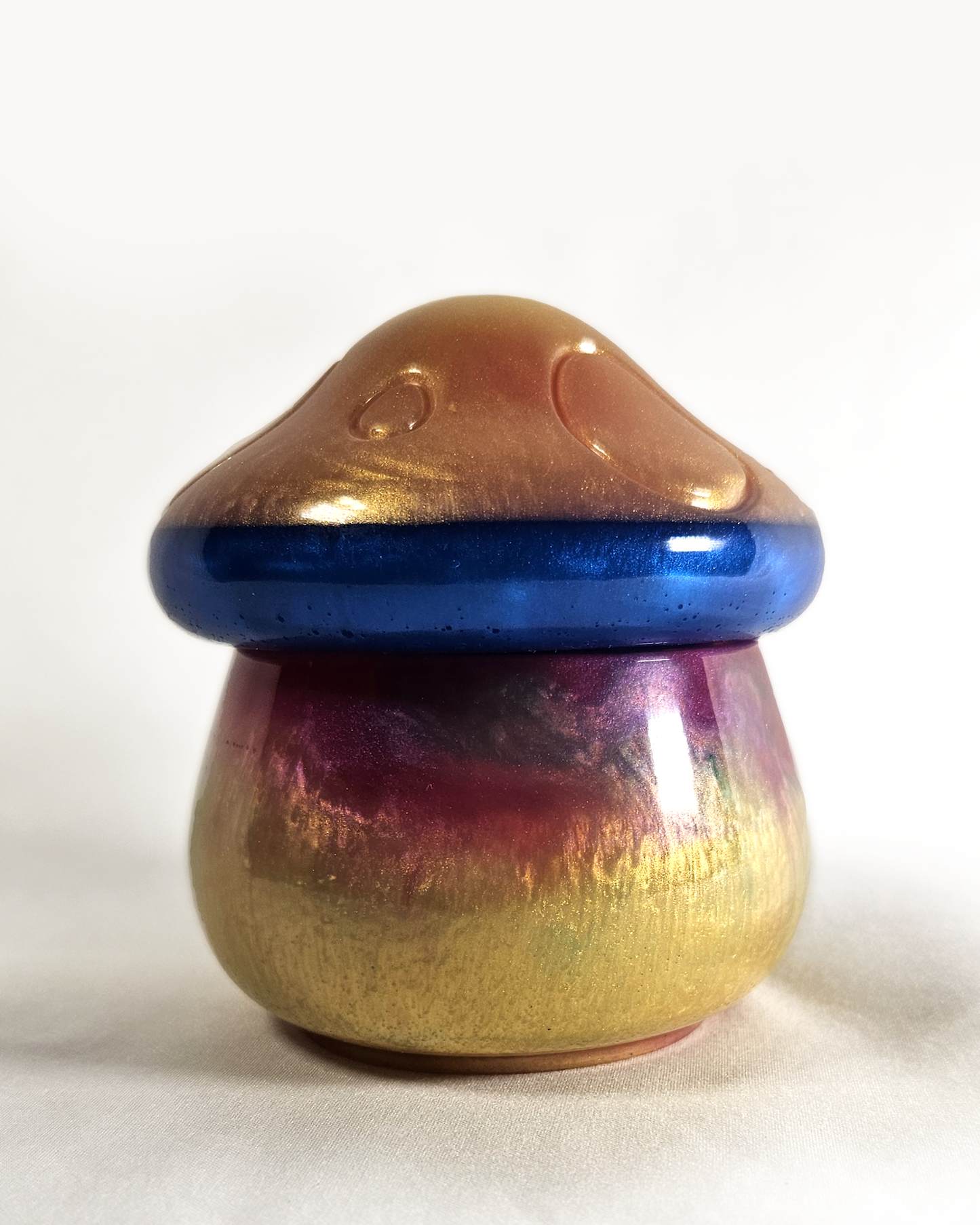 Mushroom Jar Gold, Red, Blue